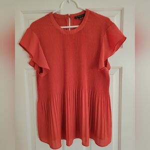 Pleated Flowy Orange Top by Adrianna Pappel XL